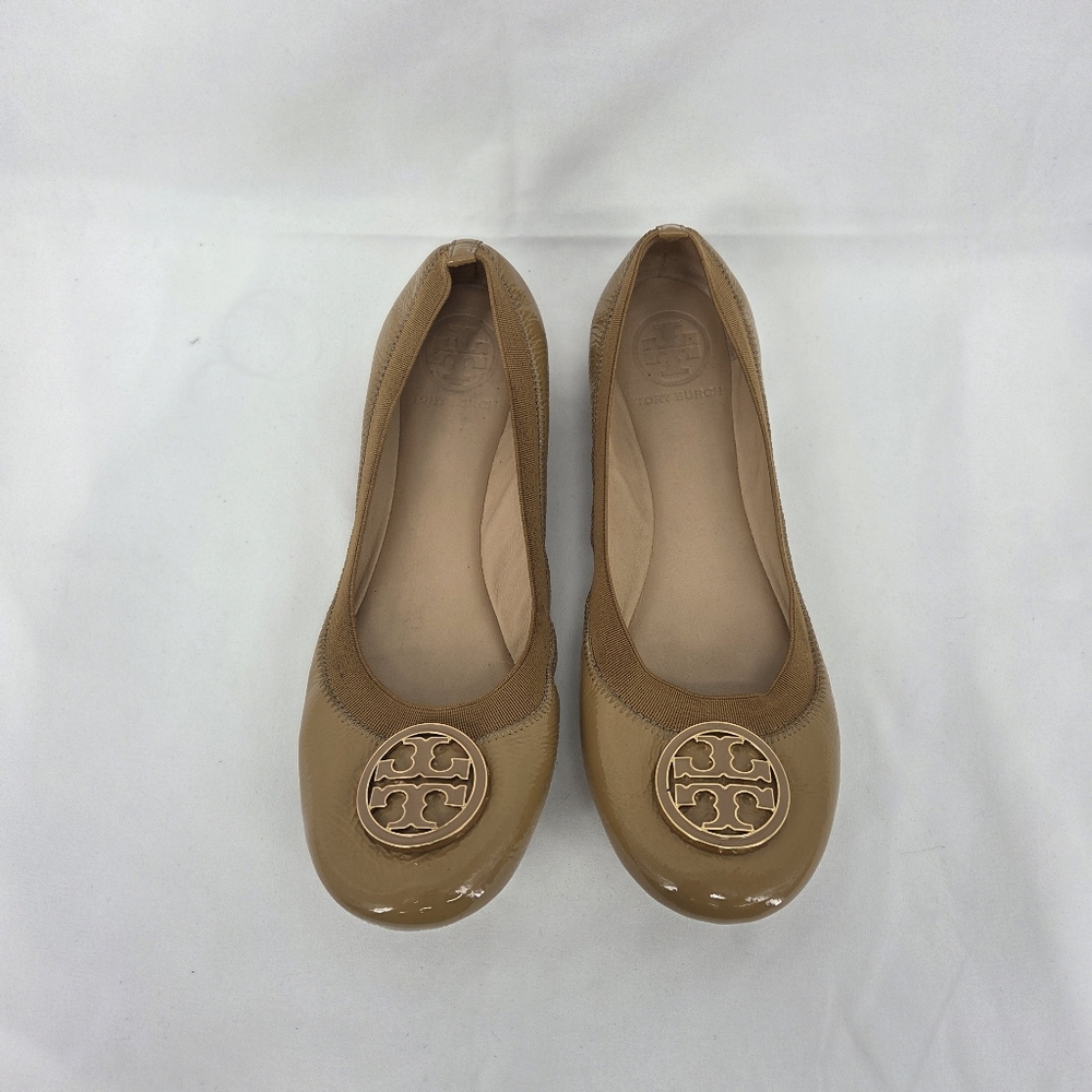 Tory Burch Caroline Ballet Flats s/n 36509 7M Camel color Patent Leather - Picture 4 of 11